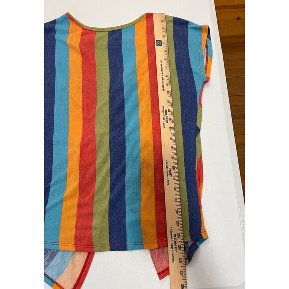 White Birch Women's Vibrant Colorful Stripe Open Back Top Size M - Picture 5 of 6